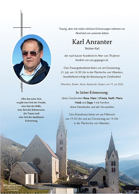 Karl Anranter gestorben
