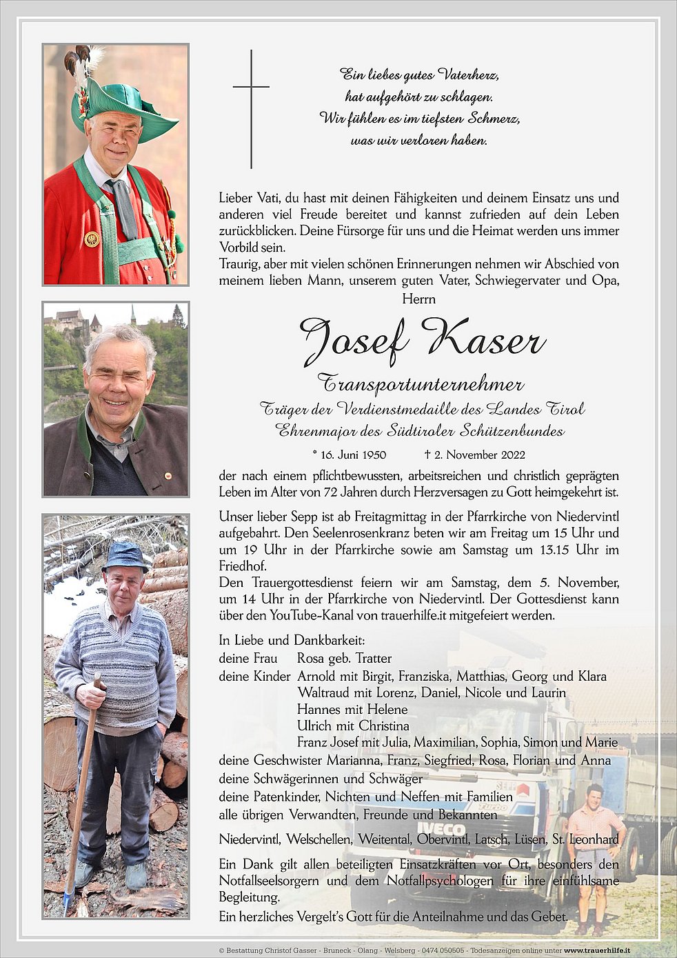 In Gedenken an Josef Kaser