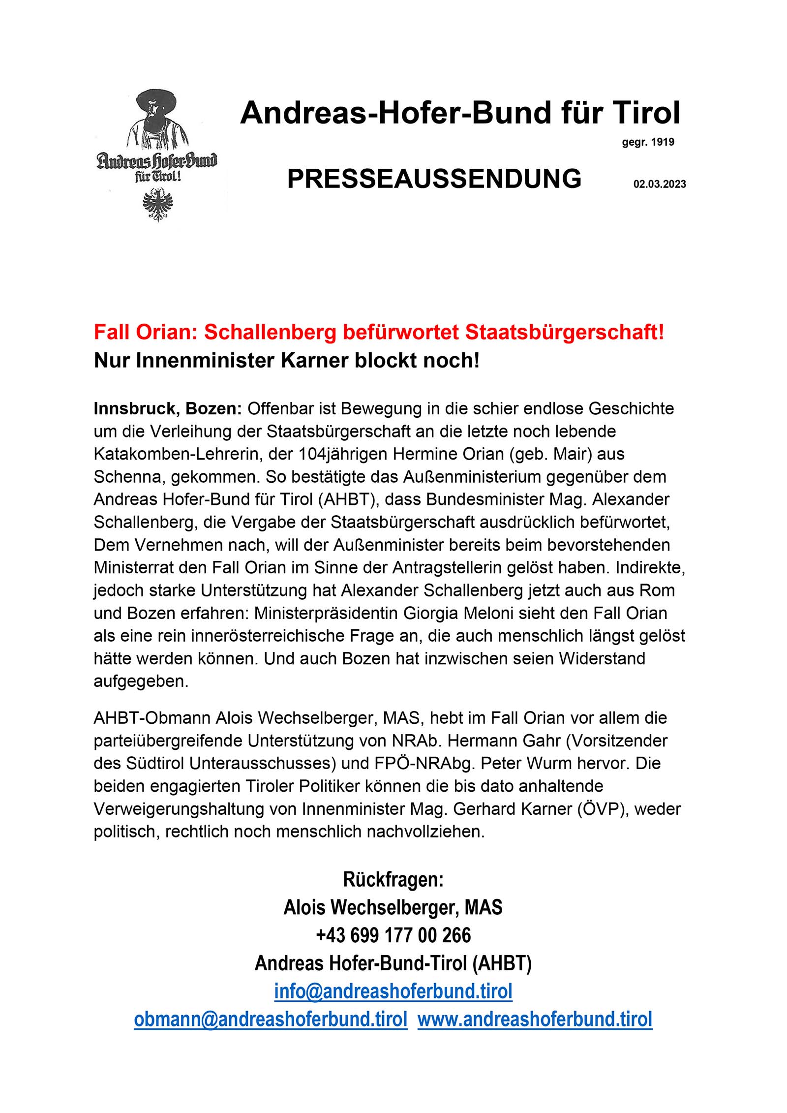 Fall Orian: Schallenberg befürwortet Staatsbürgerschaft!